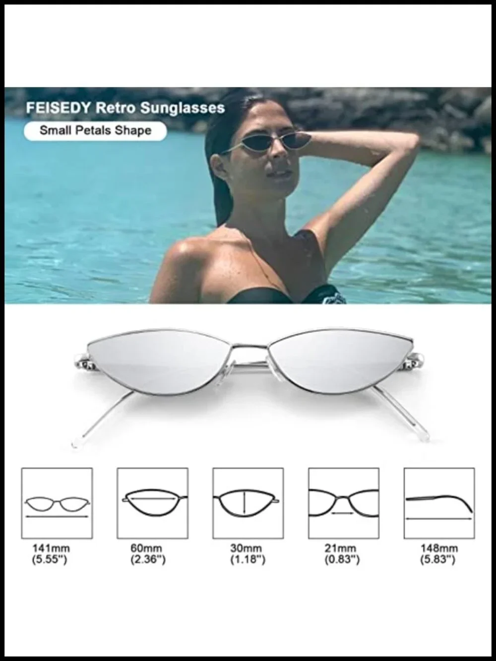 Retro Small Petals Arc Temple Sunglasses UV400 Protection Lightweight Metal